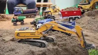 1/16 RC Excavator, amazing cable dredger, construction machines in ACTION!