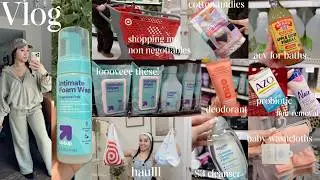 vlog- feminine hygiene restock shopping (soaps +wipes +deodorant +undies +probiotics +acv +etc.