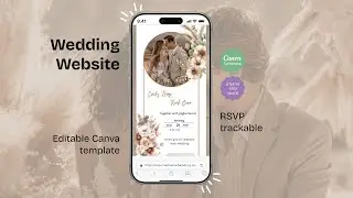 Boho Floral Animated Wedding Invitation Canva, Neutral Earth Tone, RSVP Music, Countdown Template