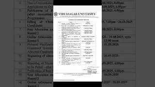 P.G. Admission online application 2025 VU ( postgraduate )  VIDYASAGAR UNIVERSITY Notice 2025