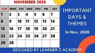 November 2020 : Important Days & Themes