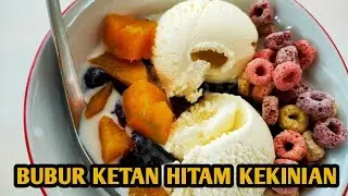 Bubur ketan hitam kekinian di Bandung : street food indonesia |black sticky rice ice cream