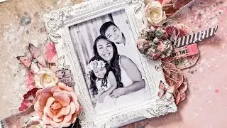 12x12 Prima Marketing Rossibelle layout tutorial - Mixed media layout tutorial.