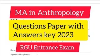 MA in Anthropology Question paper 2023 ll RGUCET 2023 ll Answer key l CUET Anthropology QP 2023