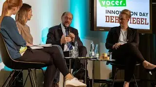 VOCER Innovation Day 2018: Anja Reschke, Martin Schulz, Elisabeth Wehling, Eva Schulz