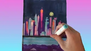 Drawing a Neon City Scene