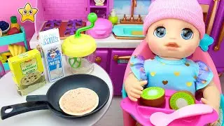 BABY ALIVE Real 👶🍼 Preparo el DESAYUNO, Estrena ROPITA, PA&Ntilde;ALERA y PASEO en su RUTINA de MA&Ntilde;ANA