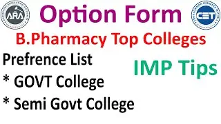 B Pharmacy Option Form Filling | Government Pharmacy College 2021 Option form important Tips