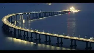 Aerial footage of the world's longest sea bridge China, Sea-crossing opened in southern China
