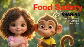 Noni & Monkey  | Sharing & Food Safety Story for Kids | Don&rsquo;t Eat Food from the Floor!