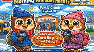 January 22nd, 2026 - Olalla Elementary Thursday Announcements