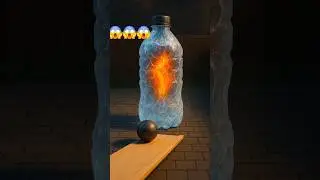 Iron ball vs giant frozen mineral water with a fiery core 🧊🔥 #satisfying