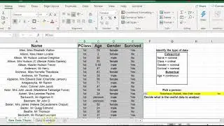 Using Excel and Google Sheets to help statistically analyse bulk data - The Titanic task