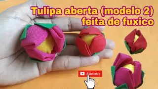 Tulipa aberta (modelo 2) feita de fuxico