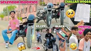 Splendor Modified😍 || Black Or Silver 🔥 || Challan Hogea🥺 || splender tyre modified ✅