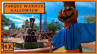 [4K] Halloween Parque Warner Madrid 2021 | Decoraciones y meet & greet