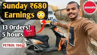 Zomato delivery boy sunday 5 hours  earning ₹680 real income proof || 2025-26 #joshivlogrj03 #zomato