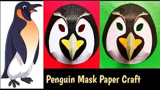Penguin Mask Craft. Penguin FaceMask. Penguin Costume Diy. #birdMask #paperCraft #schoolCraftProject