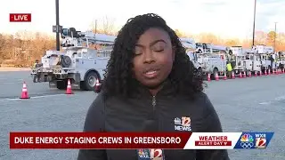 An update on winter storm prep from Duke Energy crew staging area in Greensboro