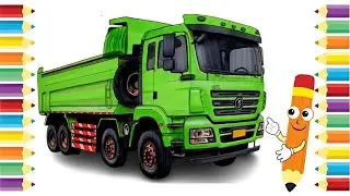 🔴Wow Amazing how to draw a green Sand Dump truck‼️#truckdrawing #drawing #drawingtutorial