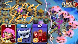Th14 Super Yeti Attack Strategy With Skeleton Spells!! 10&times; Super Archer + 10&times; Yeti - Clash of Clans