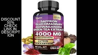 Saffron Supplement 1000 mg, Glucomannan, Ashwagandha, Green Tea Extract, Mood Stabilizer, Vision Sup