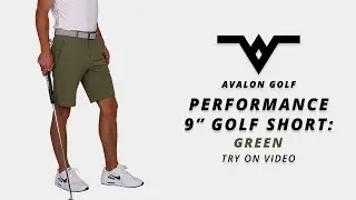 9 Inch Mens Golf Shorts: Green | Avalon Golf Co