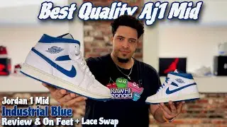 Промышленные синие Jordan 1 Mid — обзор и замена шнурков