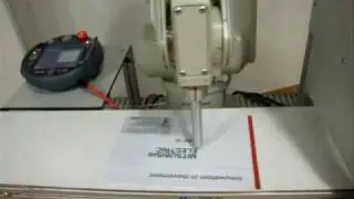 HHN - Robot drawing Mitsubishi Logo during tracking on a conveyor RV-6SL