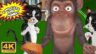 The Monkey & Two Cats Sharing Cake 3D Animated English Moral Stories For Kids | Cartoon For Children