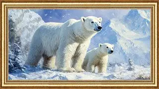 Stunning Polar Bear Oil Painting in 4K Ultra HD | Relaxing Gallery TV Art for Samsung 4K
