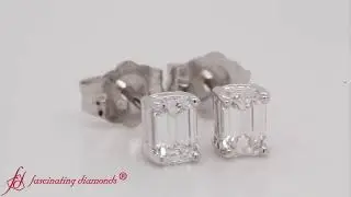 0.50 Carat Emerald Cut Diamond Stud Earring In White Gold-FDEAR4EM 0.25CT