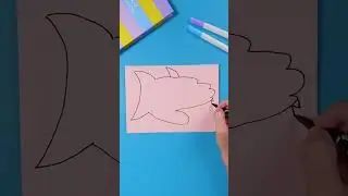 Make a Shark Drawing Step by Step! 🎨🖐️ Hand Trick #babyshark #kids #draw