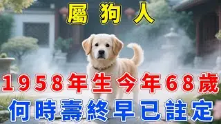屬狗人，1958年戊戌年出生，今年68歲 ，何時壽終早已註定，時間曝光讓人心驚！若忽略，可能錯過最後轉機！【福慧生肖】#生肖 #運勢 #風水 #財運 #命理