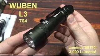 Recenzja zestawu latarki WUBEN L3 (704)! (dioda LED Luminus SST70, 3000 lumen&oacute;w, port powerbanku ...
