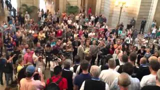 Gay Men's Chorus sings to Prop8's newlyweds Kris Perry and Sandy Stier.