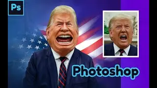 Donald Trump face caricature photoshop retouch. &ndash; Дональт Трамп карикатура фотошоп