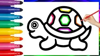 Рисунок и раскраска черепашки 🐢 для детей | Милый рисунок черепашки | Веселая раскраска