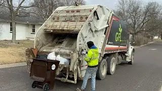 White GFL New Way Rear Loader Garbage Truck