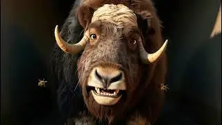 musk ox in the Arctic tundra after being attacked by an aggressive swarm of bees.