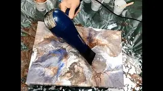 3-سكب الأكريليك باستخدام مجفف الشعر (Acrylic Pouring with Hair Dryer Technique (Part 1