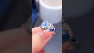 Natural Opal Moonstone Ring Material: 925 silver Gem size: 5*7mm can be personalized