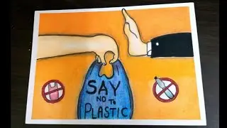 Stop Plastic ✋|| Plastic Bag Free Drawing With Oil Pastel For Beginners || Say NO To PLASTIC