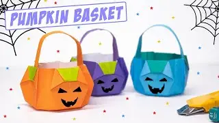 Простое оригами КОРЗИНА ТЫКВЫ || Поделки из бумаги на Хэллоуин