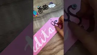 Nameplate for kids room DIY,  on mdf board !! #nameplates #trendingshorts #diyhomedecor #easydiy