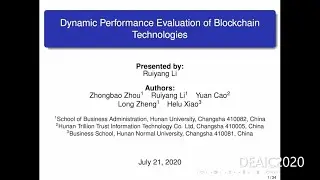 Ruiyang Li, Dynamic Performance Evaluation of Blockchain Technologies