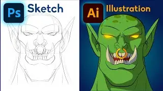 Adobe Illustrator Tutorial | Create a Vector Orc Portrait from Sketch  | Character Design