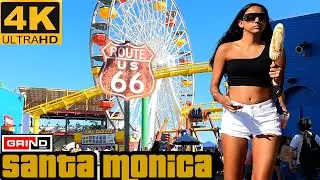 4K Santa Monica Beach Pier Boardwalk Observational Virtual Tour Grind 7-28-21 at 5pm