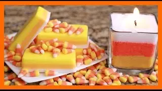 DIY HALLOWEEN CANDY CORN CANDLE + CANDY CORN SOAP!