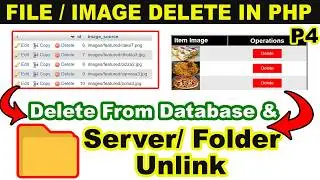 how to delete files and images from PHP MySQL database and folder, PHP unlink function, image CRUD